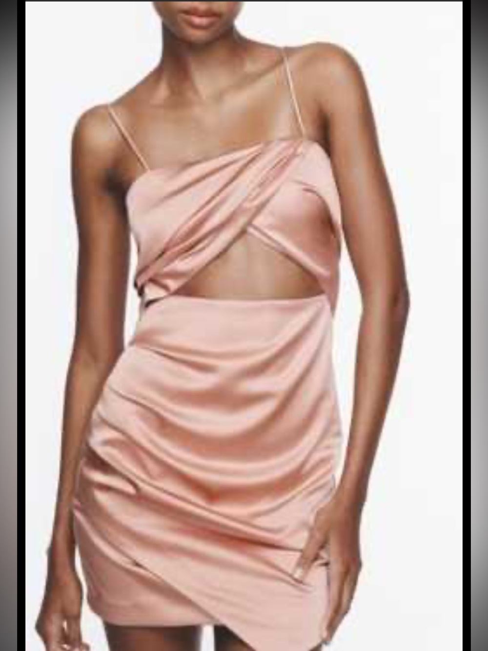Zara Blush Pink Satin Backless Cutout Slip Dress
